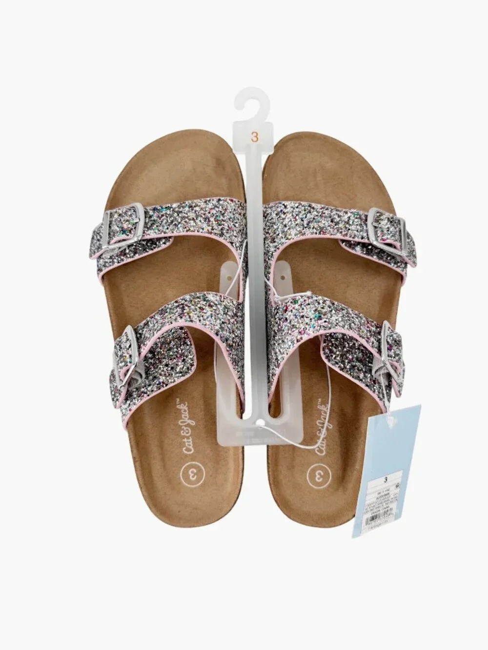 NEW Cat & Jack Kids' Drew Footbed Sandals - Silver